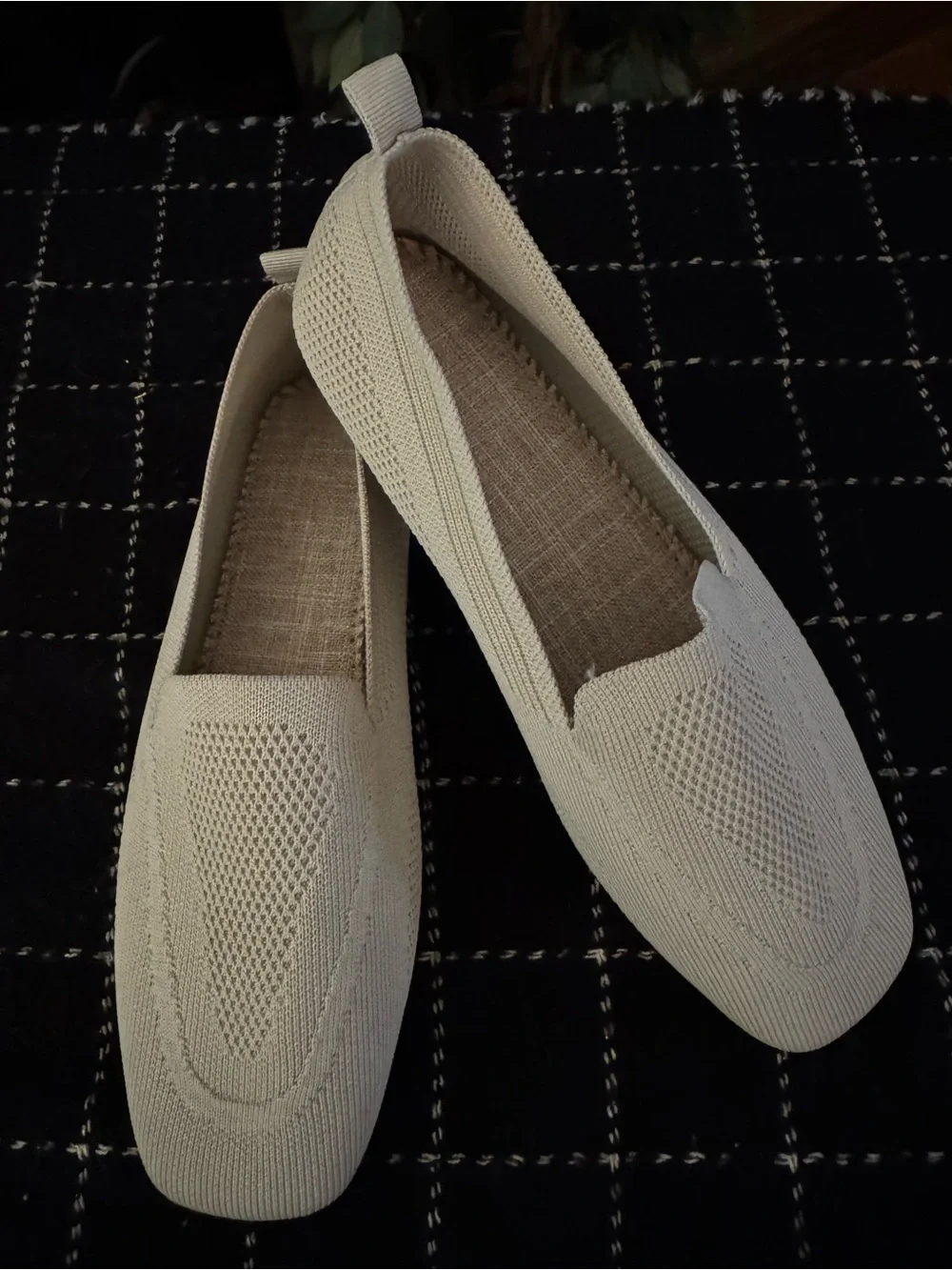 Breathable Knit Slip-On Loafers in Cream